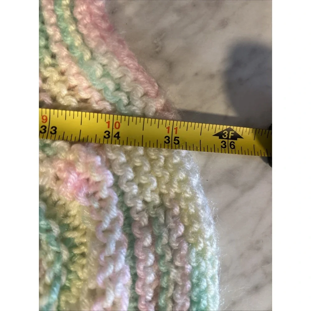 Crocheted‎ Striped Baby blanket Green White Yellow And Pink. 100%Handmade